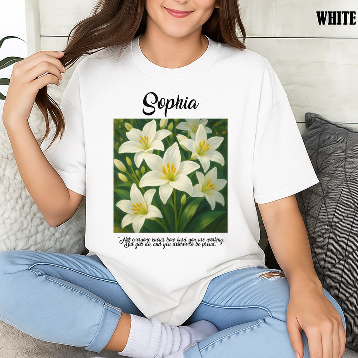 Inspire With Flowers - Personalized Shirt - Featuring Custom Name and Floral Art