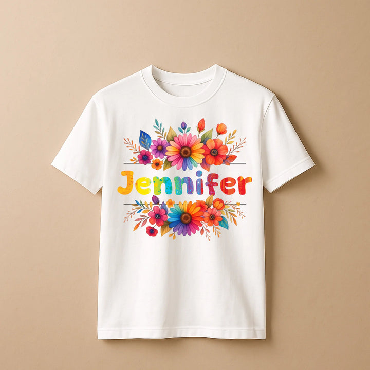 Custom Boho Floral Name Shirt – Personalized Tee for Flower Lover