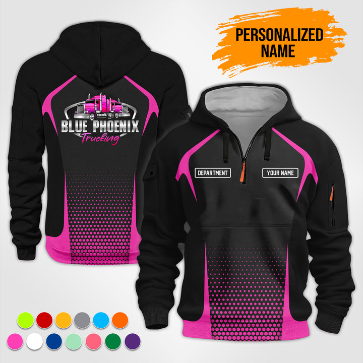 Personalized Name Semi Truck 3D Printed Quarter Zip Hoodie TZ914