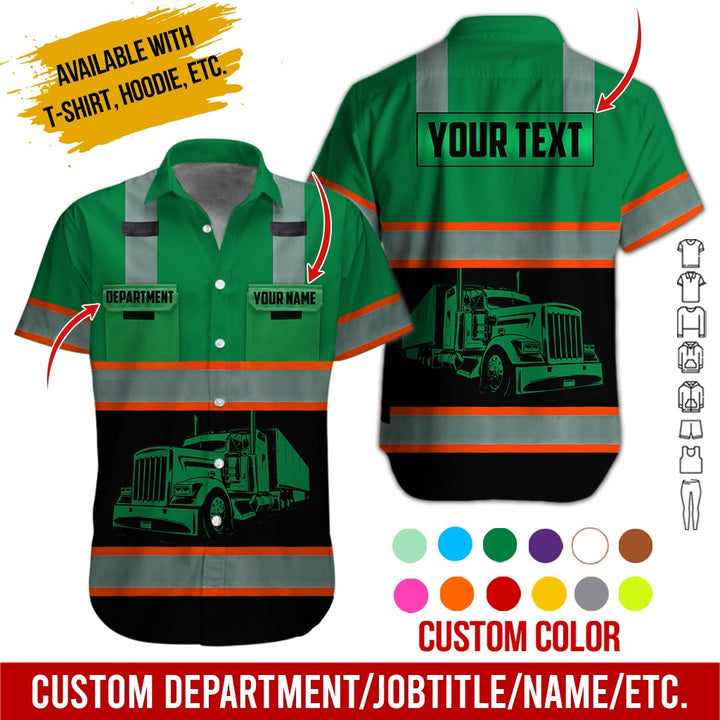 Pocket - Personalized Name And Color Semi Truck Uniform All Over Printed Clothes AD191