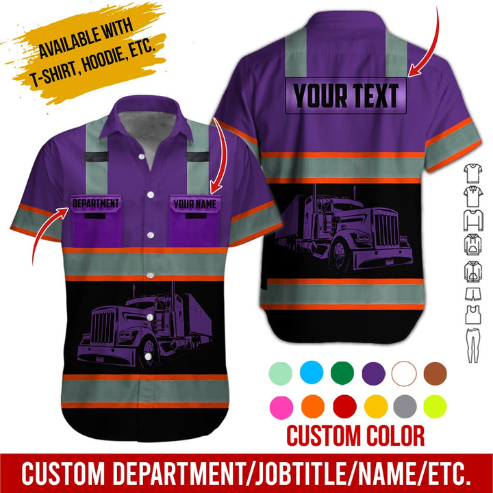 Pocket - Personalized Name And Color Semi Truck Uniform All Over Printed Clothes AD191