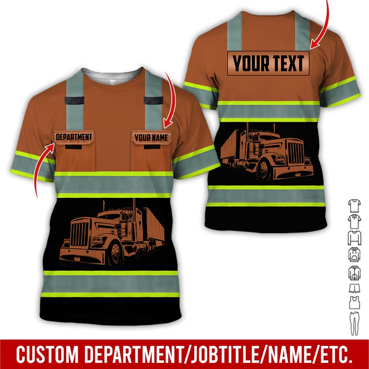 Pocket - Personalized Name And Color Semi Truck Uniform All Over Printed Clothes AD191