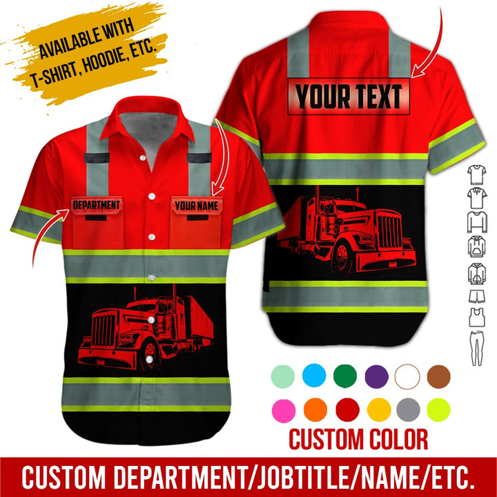 Pocket - Personalized Name And Color Semi Truck Uniform All Over Printed Clothes AD191