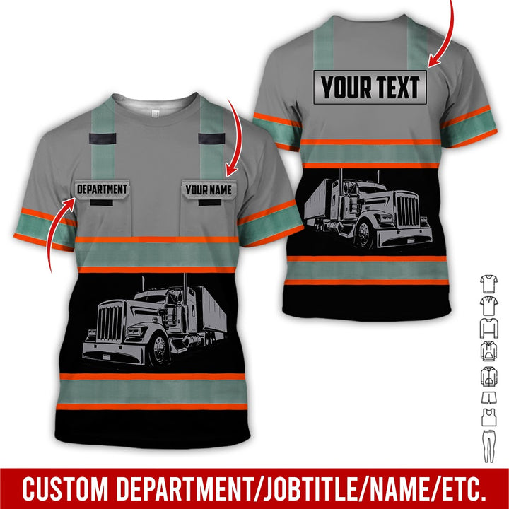 Pocket - Personalized Name And Color Semi Truck Uniform All Over Printed Clothes AD191