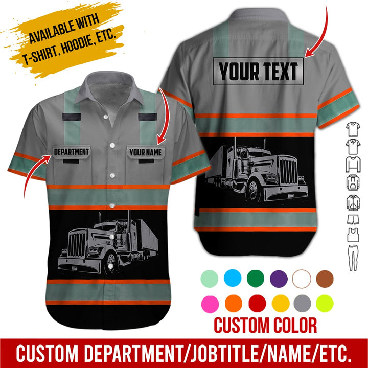 Pocket - Personalized Name And Color Semi Truck Uniform All Over Printed Clothes AD191