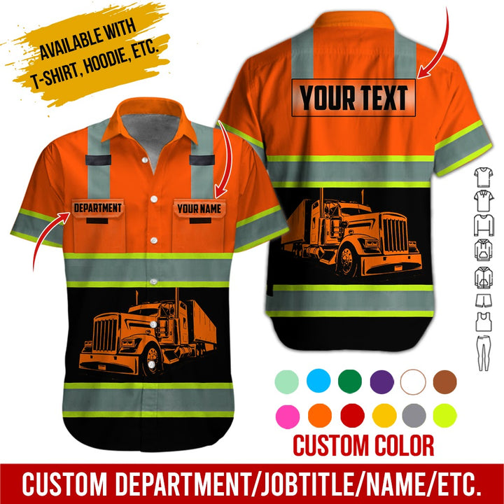 Pocket - Personalized Name And Color Semi Truck Uniform All Over Printed Clothes AD191