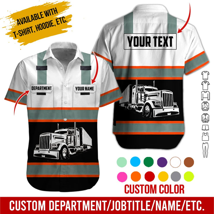 Pocket - Personalized Name And Color Semi Truck Uniform All Over Printed Clothes AD191