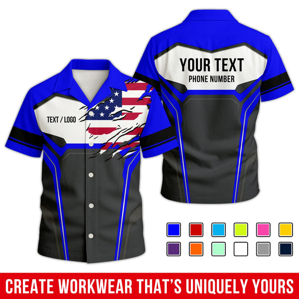 Personalized Team Hawaiian Shirt – Custom Logo Work Shirt