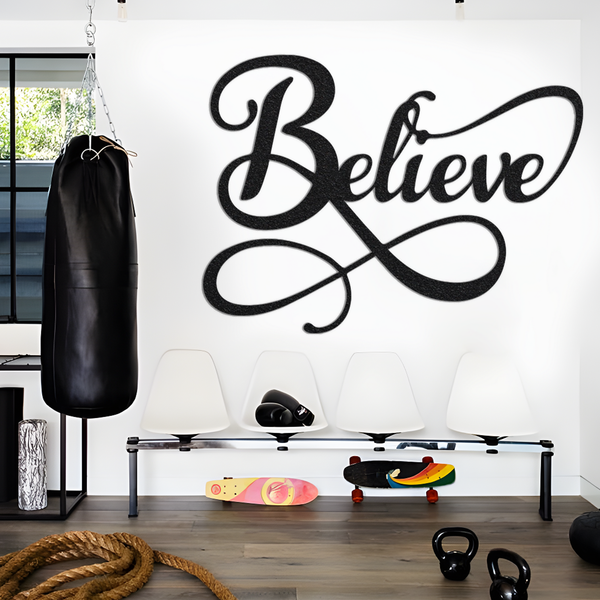 Believe Sign Metal Wall Art, Inspirational Art Metal Wall Decor, Motivational Art Farmhouse Wall Decor, Aesthetic Faith Wall Art