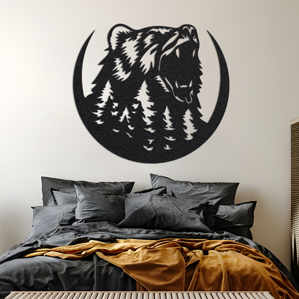 Bear Head Metal Wall Art, Animals Wall Art, Living Room Decor, Bedroom Wall Decor, Artwork for Walls, Above Bed Decor Metal Wall Hanging,