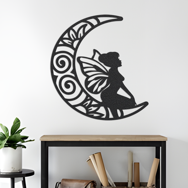 Moon Metal Sign, Angel Garden Decor, Angel Garden Metal Wall Art, Birthday Mothers Day Gift, Garden Gifts, Garden Angel Art Decoration