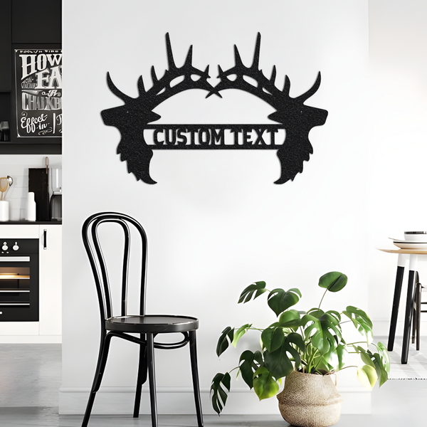 Personalized Deer Antlers Metal Wall Art With Led Lights, Custom Family Name Sign, Living Room Decor, For Deer Hunter Gift Dad gift