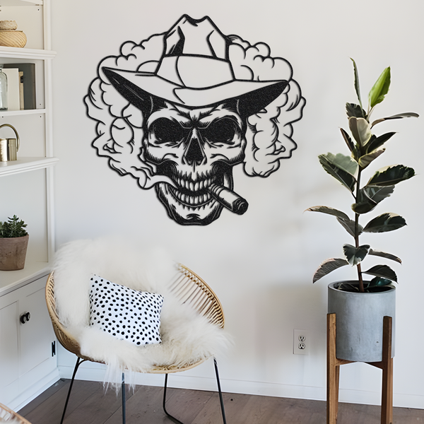 Gangster Sugar Skull Cigar Metal Sign with Led Light, Skull Smoking Cigar Home Decor, Smoker Wall Art, Man Cave Sign, Skull Lover Gift