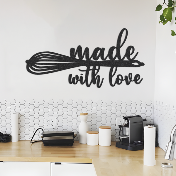 Kitchen Made With Love Metal Wall Art With Led Lights, Metal Wall Decor, Kitchen Decoration, Cooking Lover Gift, Kitchen Sign, Gift For Mom