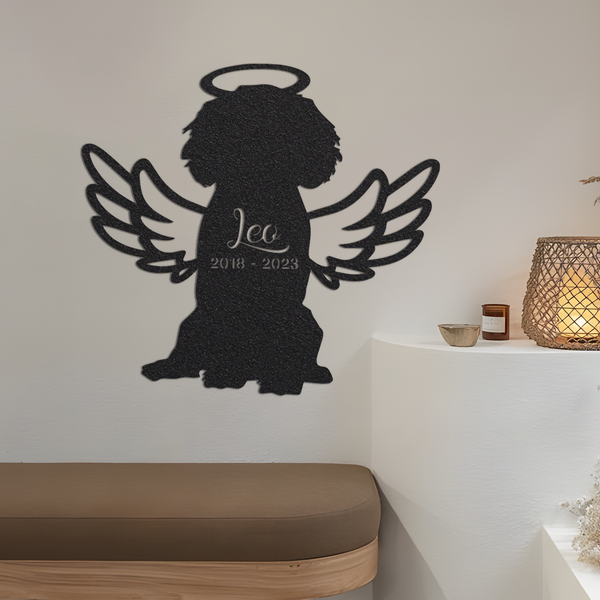 Cavalier King Charles Spaniel with Wings Metal Sign Led Light, Dog Memorial Angel Wings Halo, Dog Loss Gift Loss of Dog, Pet Loss Sympathy