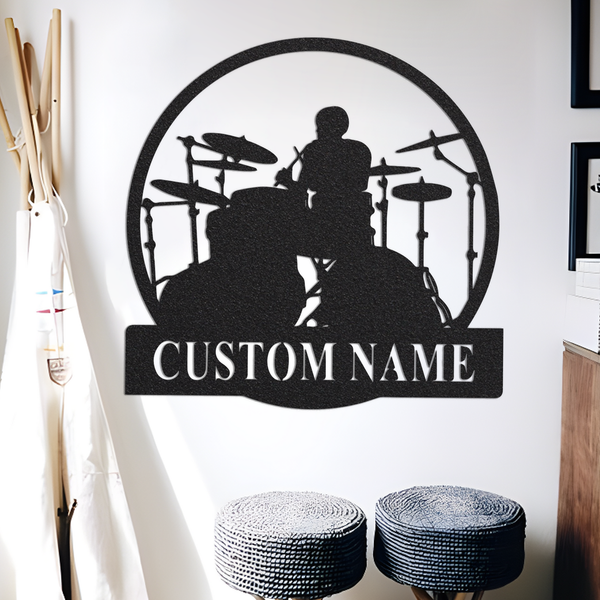 Custom Drummer Metal Wall Sign-Personalized Drummer Metal Wall Art-Drummer Metal Wall Decor-Drummer Name Signs-Drummer Led Decor-Drummer Art