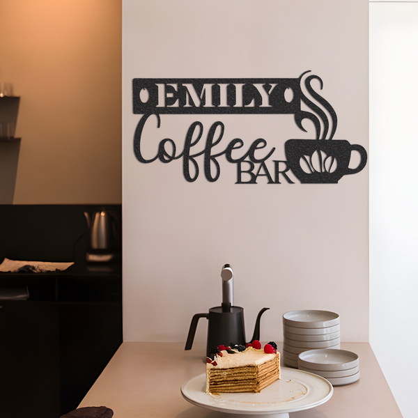 Personalized Coffee Bar Metal Wall Art With Led Lights, Custom Coffee Drink Lover Name Sign Gift for Coffee Shop Owner Coffee Time Caf? Sign