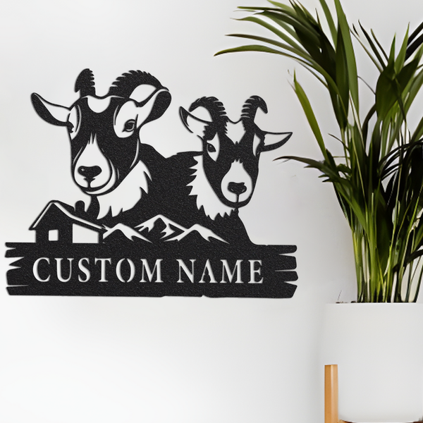 Custom Goat Metal Wall Sign-Personalized Goat Metal Wall Art-Goat Metal Wall Decor-Goat Farm Signs-Goat Lover Gifts-Goat Name Signs