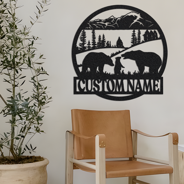 Custom Bear Metal Wall Sign-Personalized Bear Metal Wall Art-Bear Metal Wall Decor-Bear Name Signs-Bear Cabin Sign-Bear Lover's Gifts