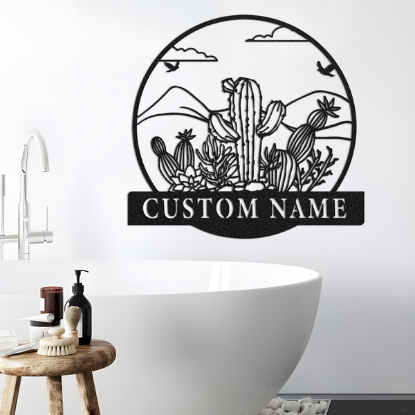 Custom Cactus Metal Wall Sign-Personalized Cactus Metal Wall Art-Cactus Metal Wall Decor-Cactus Lover Gift-Cactus Led Decor-Cactus Name Sign