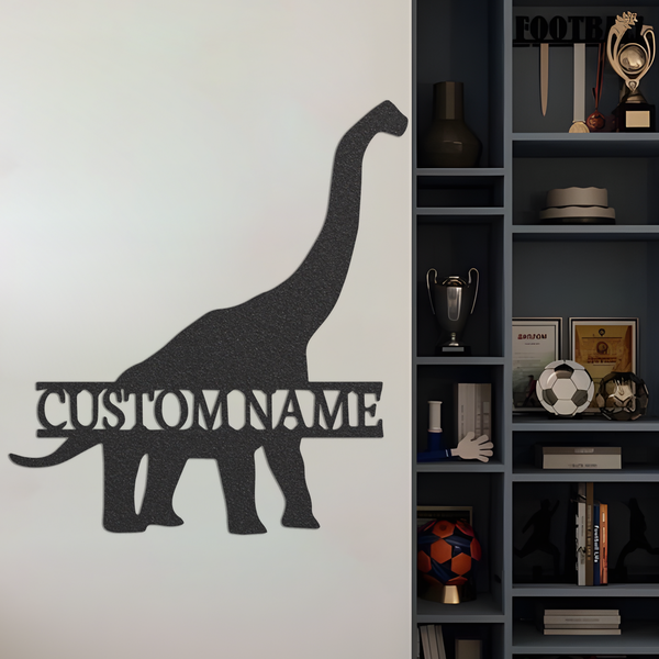 Personalized Dinosaur Metal Wall Art, Monogram Sign With Led Lights, Custom Kid Name Sign Dino Metal Wall Art With Dinosaur Gift For Kid