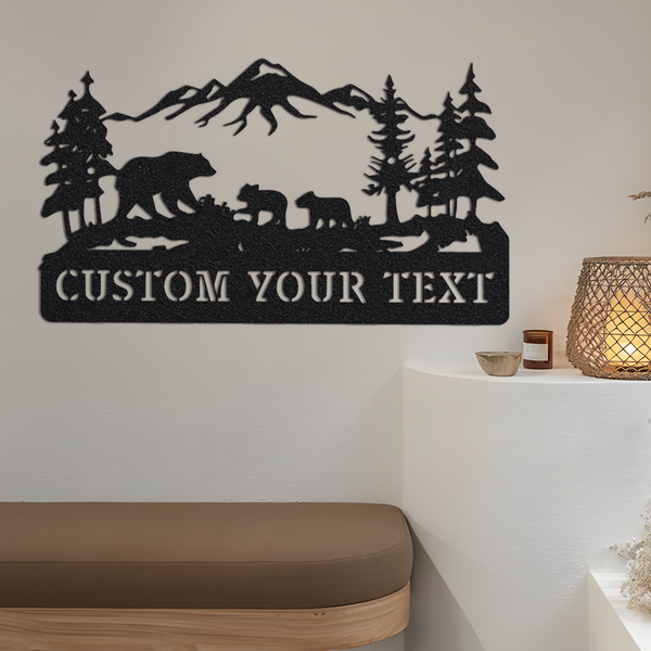 Bear Family , Forest Tree Mountain Bear, Cabin Lodge Decor