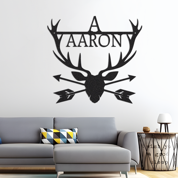 Custom Deer Metal Wall Led Signs-Personalized Deer Metal Sign-Deer Custom Name Signs-Address Metal Sign-Deer Antler Hunter Gift-Home Decor