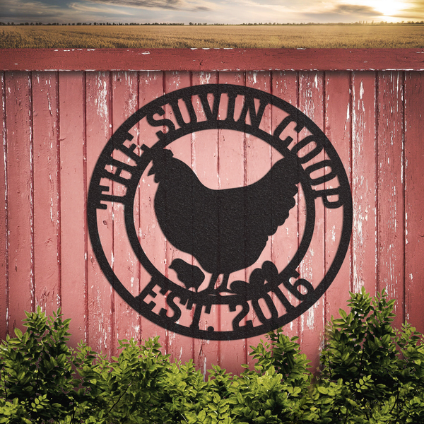 Personalized Chicken Farm Metal Wall Art With Lights, Custom Hen House Decor, Hen House Coop Sign, Farmhouse Decor, Chicken Coop Metal Sign