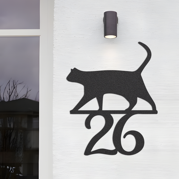 Personalized Cat Address Metal Wall Art, Modern Address Sign, Door Hanging Sign, Cat Lover Gift, Housewarming Gift, Custom Address Sign