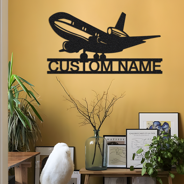 Custom Airplane Metal Wall Art with Led Light, Pilot Name Sign, Kids Room Decor Hangar Decor Aircraft Gift, Airplane Monogram, Aviation Gift