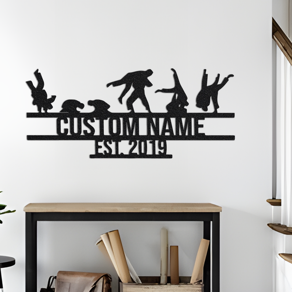 Custom Brazilian Jiu Jitsu Metal Wall Art with Led Light, Martial Arts Sign, Dojo Decor, Brazilian Jiu Jitsu Gift, Jiu Jitsu Name Sign