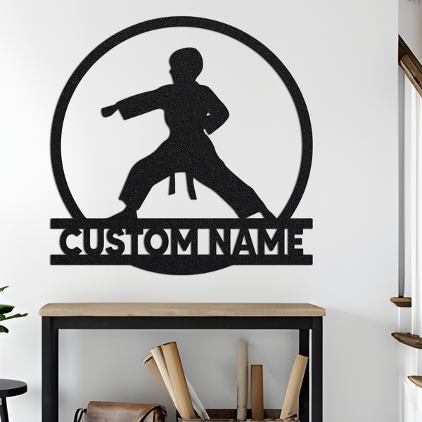 Custom Boy Karate Metal Wall Art with Led Light, Martial Arts Sign, Kid Karate Sign, Kids Room Decor Dojo Decor, Xmas Birthday Gift for Son