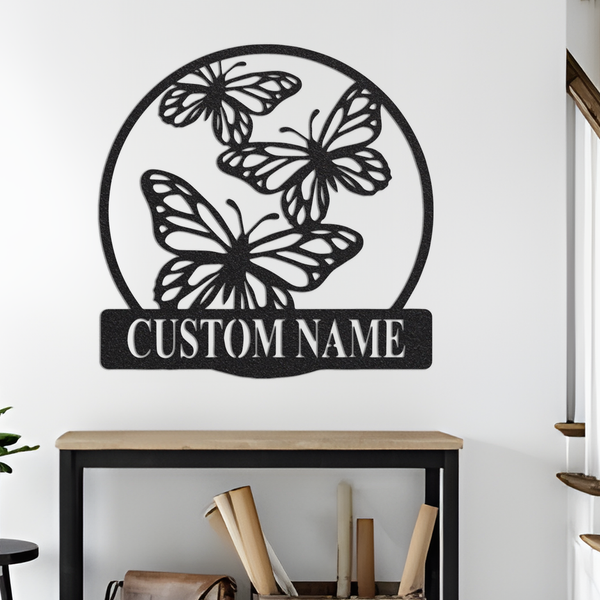 Custom Butterfly Metal Wall Sign-Personalized Butterfly Metal Wall Art-Butterfly Metal Wall Decor-Butterfly Garden Sign-Butterfly Home Decor