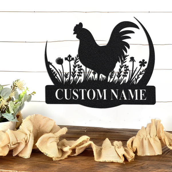 Custom Rooster Metal Wall Signs-Chicken Coop Name Signs-Chicken Farmhouse Decor