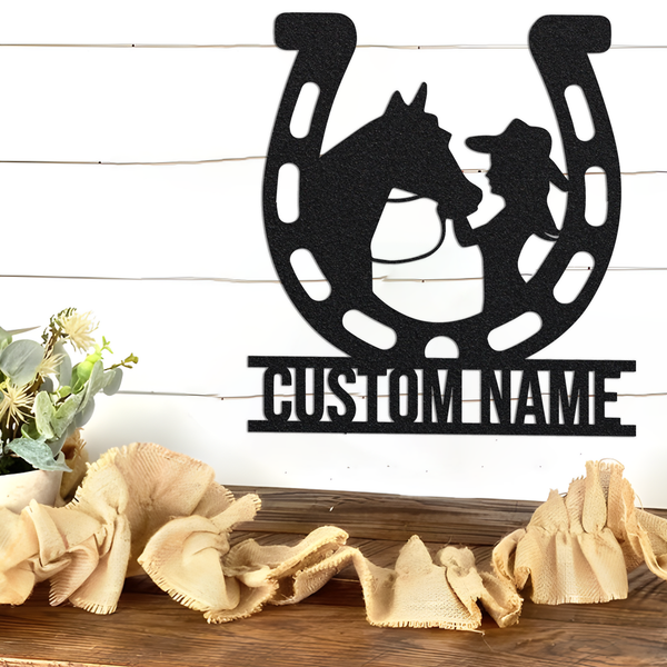 Horse Personalized Name Metal Sign | Custom Horse Girl Steel Sign | Personalized Horse Sign | Wedding Gift | Metal Monogram Sign