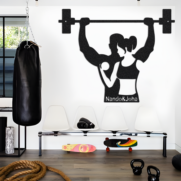 Custom Couple Gym Workout Metal Wall Art With Led Light, Metal Wall Art LED Light For Gym, Gym Wall Decor, Decor For Gym, Fitness Wall Art.1