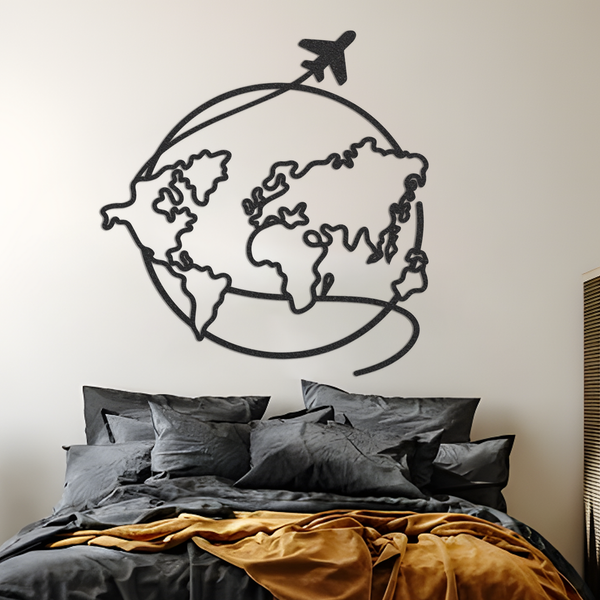 Metal Around the World Sign, World Map Sign, Metal World Map Sign, Metal World Sign, Metal Wall Art, Home Decor, Outdoor Decor