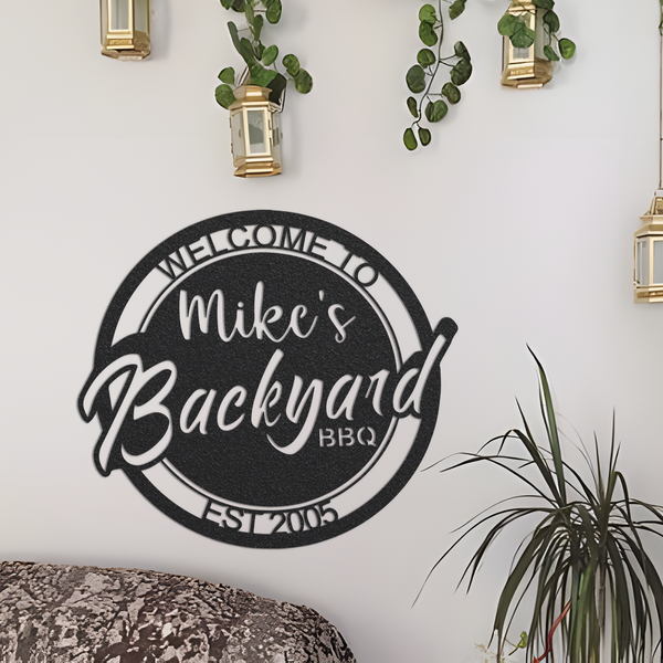 Personalized Backyard BBQ Metal Sign / Outdoor Wall Decor / Metal Wall Decor / BBQ Decor / Personalized Home Decor / Metal Wall Art