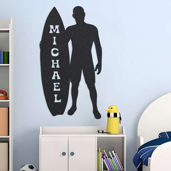 Metal Kid's Name Sign, Surfing Metal Sign, Custom Sports Metal Sign, Metal Name Sign, Surfer Sign, Custom Name Sign, Boy's Room Sign