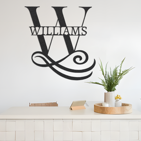 Door Monogram Metal Sign, Family Name Monogram Sign, Metal Monogram Wall Hanging, Split Monogram Metal Decor, Custom Monogram Metal Art