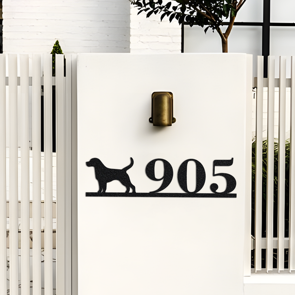 Dog Metal House Number Sign | Modern Address Sign | Modern Address | Art Decor Address Sign | Metal Address Sign | Puppy Address Plaque