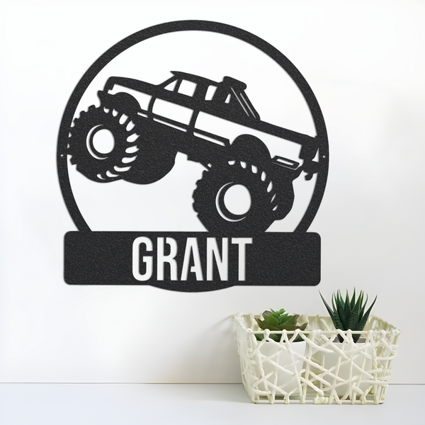 Kids Room Monster Truck Metal Sign / Boys Wall Decor / Boys Room Metal Wall Decor / Monstertruck Decor / Personalized Bedroom Decor