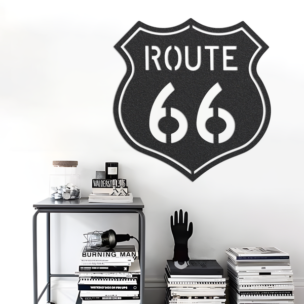 Metal Route 66 Sign, Black Metal Route 66 Sign, Route 66 Sign, Highway Sign, Route 66 Decor Ideas, Route 66 Decoration Idea