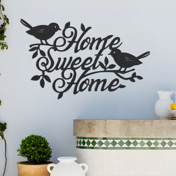 Home Sweet Home Metal Wall Art | Bird Home Decor | Birds Wall Decor | Metal Wall Art Sign | Metal Bird Home Sweet Home