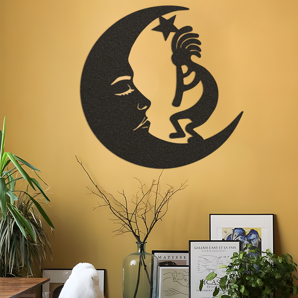 Kokopelli Metal Wall Art,Kokopelli Moon Metal Sign,Steel Outdoor Decor,Kokopelli Wall Decor,Metal Wall Art,Steel Wall Art