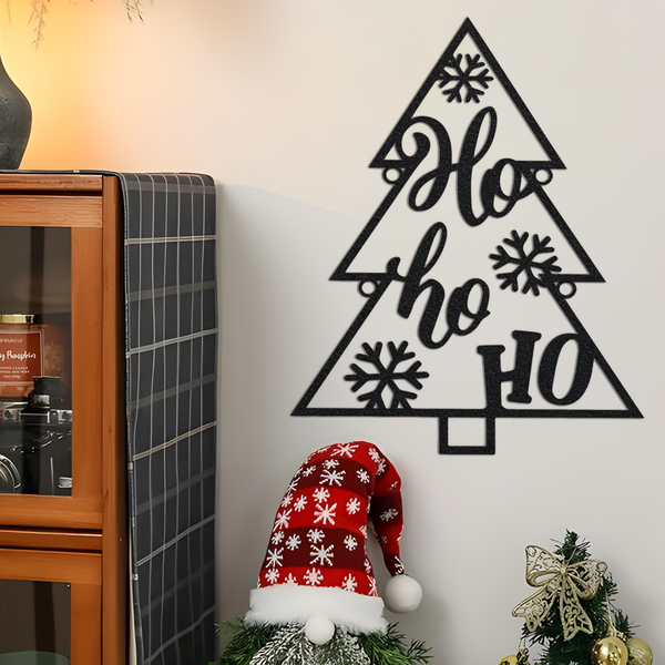 Christmas Tree Ho Ho Ho Metal Wall Decor With LED, Custom Metal Wall Art With Led Lights, Metal Christmas Decor, Family Gift, Gift For Kid.1