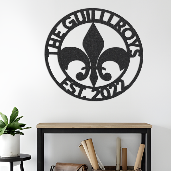 Metal Name Sign, Custom Metal Sign, Metal Name Sign, Fleur De Lys Sign, Family Name Sign, Metal Family Sign, Custom Name Sign, Home Decor