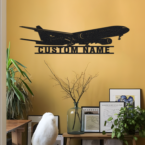 Custom Airplane Boeing 777 Metal Wall Art Led Lights, Personalized Hobbies Name Sign Decoration For Room, Aeroplane Outdoor Home Decor Gift.1