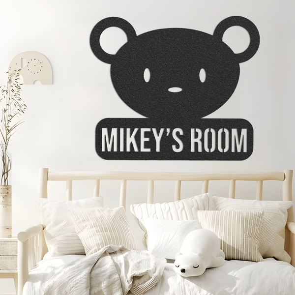 Kids Room Bear Metal Sign / Boys Wall Decor / Boys Room Metal Wall Decor / Bear Decor / Personalized Bedroom Decor