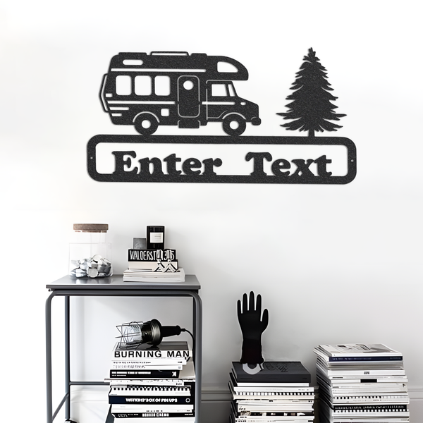 Motor Home Campers Metal Wall Art, Personalized Metal Camping Sign, Travel Trailer With Tree, Custom Outdoor Metal Sign